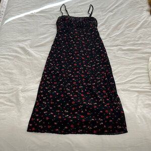 Princess Polly Black and Red Floral Midi Dress